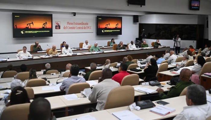 Members of Cubas political bureau hold an extraordinary plenum of the Communist Partys Central Committee to evaluate proposals for economic and social measures announced by Cubas President Miguel Diaz-Canel, in Havana, Cuba, June 17, 2026. — Reuters