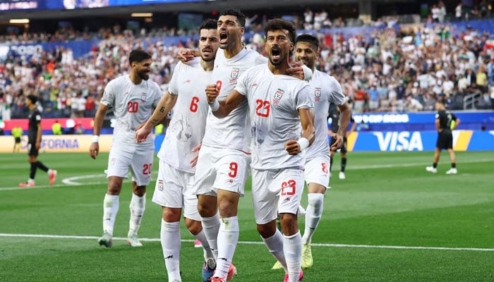 A representational image of Iranian footballers celebrating during Group match between Iran and New Zealand during Fifa World Cuo 2026. — Reuters/File