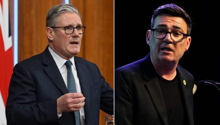Photo collage shows UK Prime Minister Keir Starmer and Labour MP Andy Burnham. — Reuters