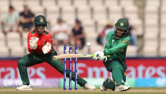 Pakistans Muneeba Ali plays a shot during their ICC Womens T20 World Cup match against Bangladesh at The Rose Bowl in Southampton on June 20, 2026. — ICC
