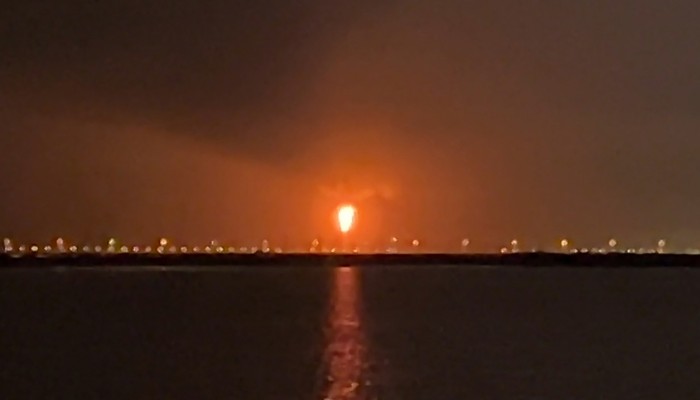 This frame grab from AFPTV video footage on June 21, 2026, shows an explosion at Qatars Ras Laffan industrial zone. — AFP