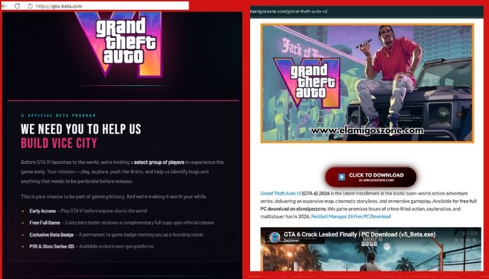 Credit: Online screenshot of fraudulent portals that claims to be selling GTA 6 beta version