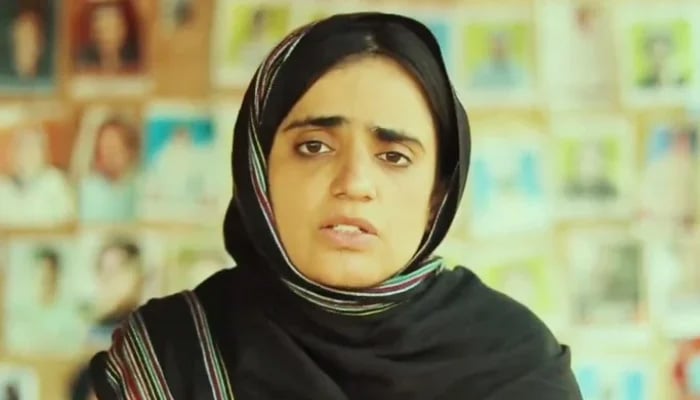 Baloch activist Dr Mahrang Baloch can be seen speaking in this undated image. — Instagram/@mahrangbaloch__