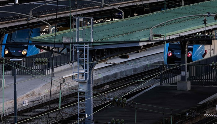 This photograph shows a train on the tracks at Gare de lEst railway station in Paris on March 14, 2026. — AFP