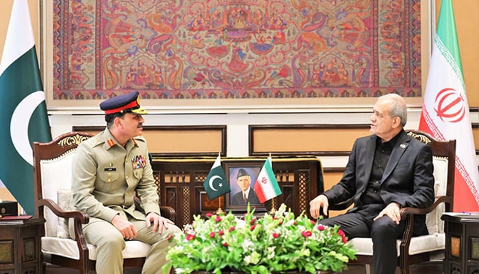 Chief of Defence Forces (CDF) and Chief of Army Staff (COAS) Field Marshal Syed Asim Munir called on Iranian President Pezeshkian on June 23, 2026. — ISPR.