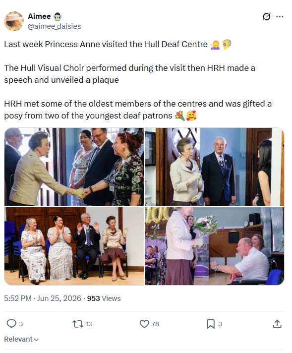 Princess Anne gets emotional after heartfelt encounter with Deaf community