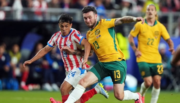 Paraguays Andrés Cubas challenges Australias Aiden ONeill during the Group D match of the Fifa World Cup 2026 at San Francisco Bay Area Stadium, Santa Clara, California, US, on June 25, 2026. — Reuters