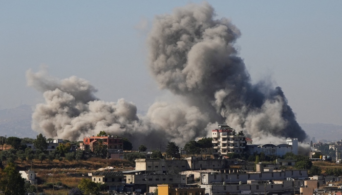 Smoke billows from southern Lebanon following an Israeli strike, as seen from Nabatieh, Lebanon, June 20, 2026. — Reuters
