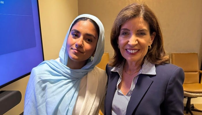 New York Governor Kathy Hochul (Left) at an event organised World Affairs Council of Boston, in Boston, Massachusetts, US, June 22, 2026. — WorldBoston
