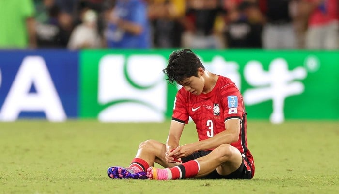 South Koreas defender #03 Lee Gi-hyuk reacts after his team lost the 2026 World Cup Group A football match between South Africa and South Korea at the Monterrey Stadium in Guadalupe, Mexico, on June 24, 2026. — AFP