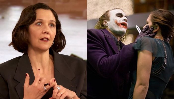 Meggie Gyllenhaal and Heath Ledger portrayed Rachel and the Joker on Christopher Nolan’s hit 2008 film