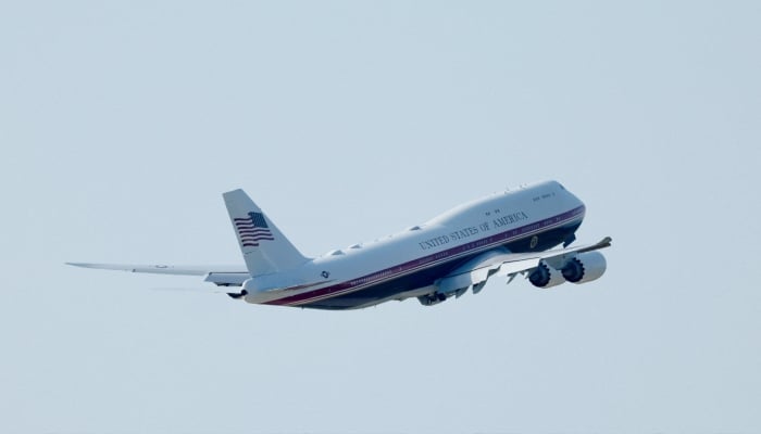 The new Air Force One, a plane gifted by the Qatari government, takes off with US President Donald Trump aboard, from Joint Base Andrews, Maryland, US, July 1, 2026. — Reuters
