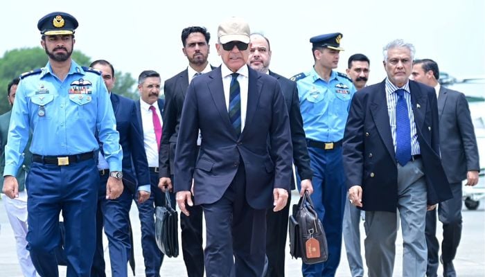 Prime Minister Shehbaz Sharif departs from Islamabad for Iran to attend the funeral of the countrys late Supreme Leader, Ayatollah Ali Khamenei on July 3, 2026. — X/@PakPMO