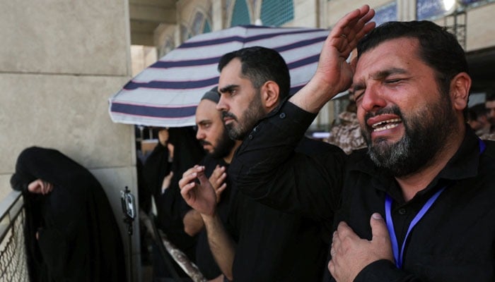 People react at a public farewell ceremony to pay their respects to late Supreme Leader Ayatollah Ali Khamenei, who was assassinated on February 28 in Israeli and US airstrikes, at the Imam Khomeini Grand Mosalla, in Tehran, Iran July 4, 2026. — Reuters
