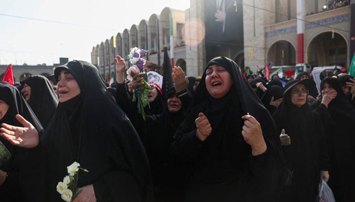 People react at a public farewell ceremony to pay their respects to late Supreme Leader Ayatollah Ali Khamenei, who was assassinated on February 28 in Israeli and US airstrikes, at the Imam Khomeini Grand Mosalla, in Tehran, Iran July 4, 2026. — Reuters