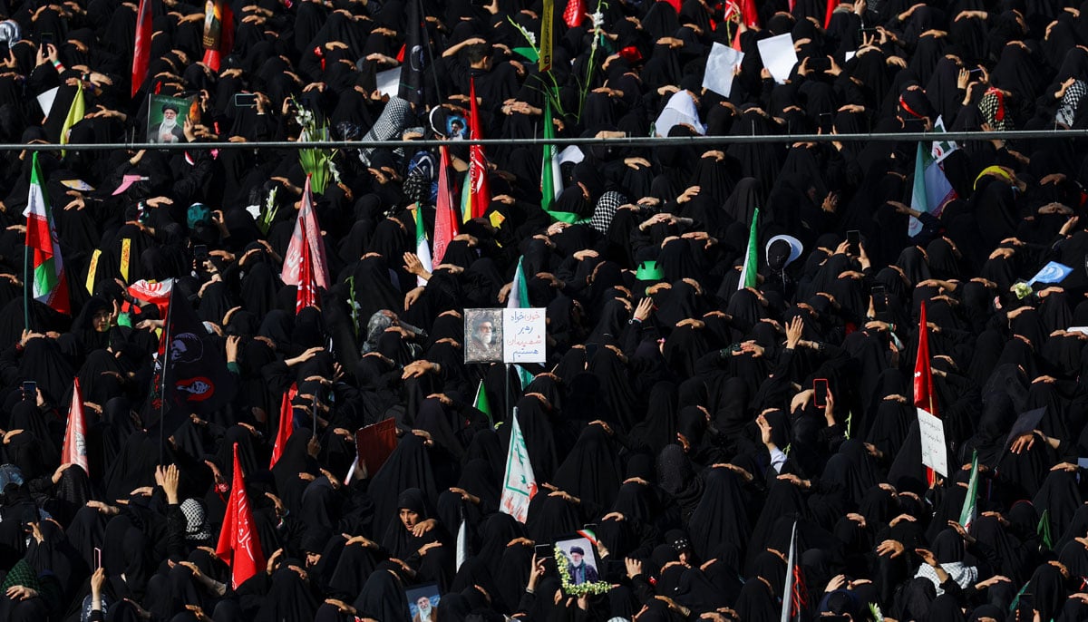 Mourners gather on the day of a public farewell ceremony to pay their respects to late Supreme Leader Ayatollah Ali Khamenei, who was assassinated on February 28 in Israeli and US airstrikes, at the Imam Khomeini Grand Mosalla, in Tehran, Iran July 4, 2026. — Reuters
