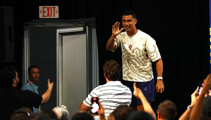 Portugals Cristiano Ronaldo leaves a press conference at Dallas Stadium in Arlington, Texas, US, July 6, 2026. — Reuters