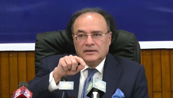 Finance Minister Muhammad Aurangzeb presents the Economic Survey for FY2025-26 in Islamabad on June 11, 2026. — Screengrab via Geo News