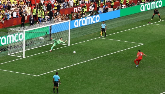 Switzerlands Ruben Vargas scores a penalty during the penalty shootout to win the match on July 7, 2026. — Reuters