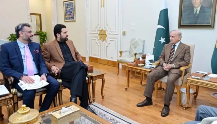 KP Chief Minister Sohail Afridi meets Prime Minister Shehbaz Sharif in Islamabad, February 2, 2026. — PID