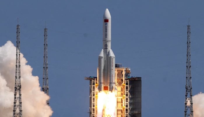 A Long March-5B Y3 rocket, carrying the Wentian lab module for Chinas space station under construction, takes off from Wenchang Spacecraft Launch Site in Hainan province, China July 24, 2022. — Reuters