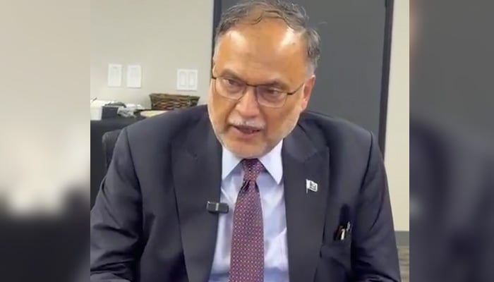 Federal Minister for Planning Ahsan Iqbal speaks during visit to Space Centre Houston, Texas. — Screengrab via X/@betterpakistan