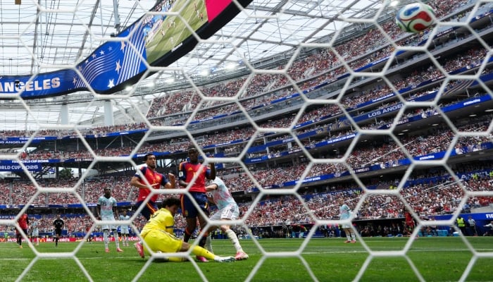 Spains Mikel Merino scores their second goal on July 10, 2026. — Reuters