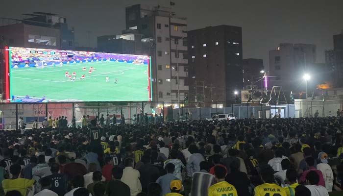 Fans watch Fifa World Cup 2026 match at stadium in Karachis Lyari. — X