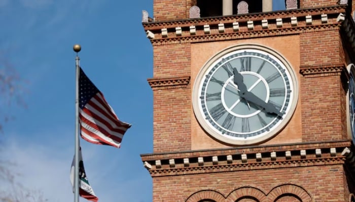 The clock tower of St Andrews Catholic Church is pictured in Pasadena, California, US. — Reuters/File