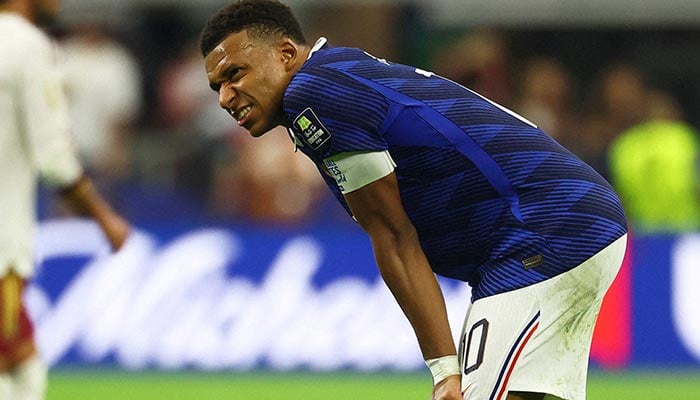 Frances Kylian Mbappe looks dejected after the semi-final clash against Spain at Dallas Stadium, Arlington, Texas, US, July 14, 2026. — Reuters
