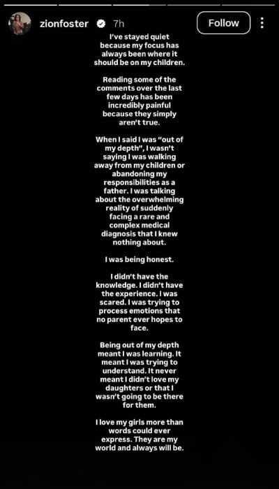 Jesy Nelsons ex Zion Foster denies abandoning daughters after breakup