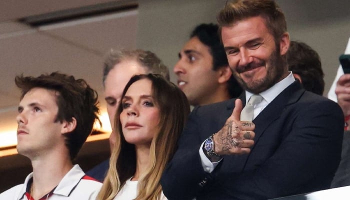 David and Victoria watched the devastating semi-final alongside their children