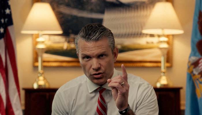 US Defence Secretary Pete Hegseth gestures as he makes an announcement about mandatory annual testosterone screening for troops 30 years old or above on July 15, 2026. — Reuters