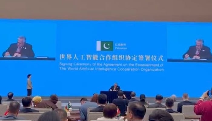 Pakistan joins World Artificial Intelligence Cooperation Organisation as Deputy Prime Minister and Foreign Minister Senator Ishaq Dar signs agreement in Shanghai, China, on July 16, 2026. — X/@ForeignOfficePk