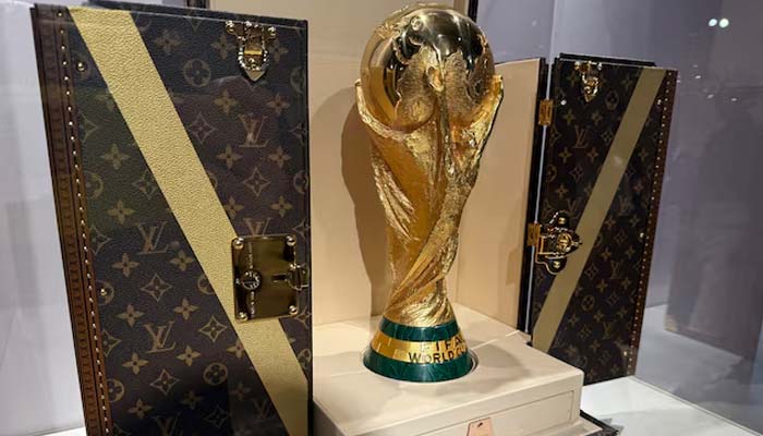 Fifa World Cup replica trophy is displayed in a Louis Vuitton trophy trunk. New York City, US, July 16, 2026. — Reuters