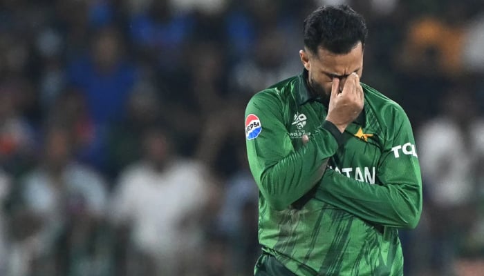 Mohammad Nawaz reacts during ICC T20 World Cup match against India in Colombo, Sri Lanka on February 15, 2026. — AFP