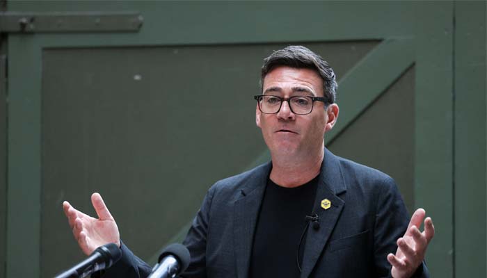 Andy Burnham, a British member of parliament (MP) for Makerfield, delivers a speech at the Peoples History Museum in Manchester, Britain, June 29, 2026. — Reuters