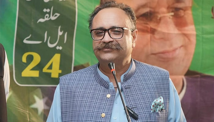 Former Azad Jammu and Kashmir prime minister and Istehkam-e-Pakistan Party (IPP) AJK President Sardar Tanveer Ilyas addresses a party event in Islamabad. — Facebook/SardarTanveerIlyasKhan/File