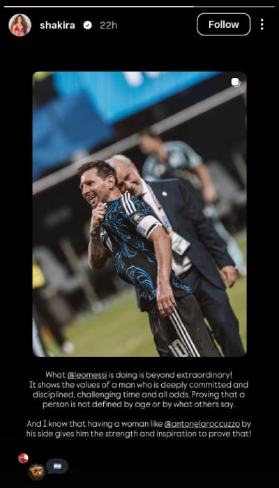 Shakira sends special message to Lionel Messi ahead of World Cup Final