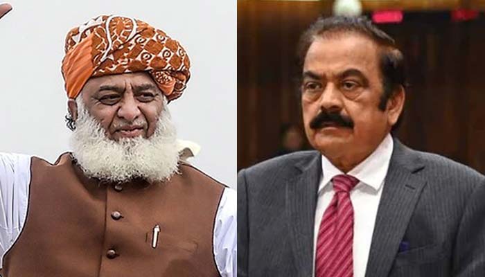 This collage shows JUI-F chief Maulana Fazl ( left) and Rana Sanaullah. — X/@NAofPakistan/AFP