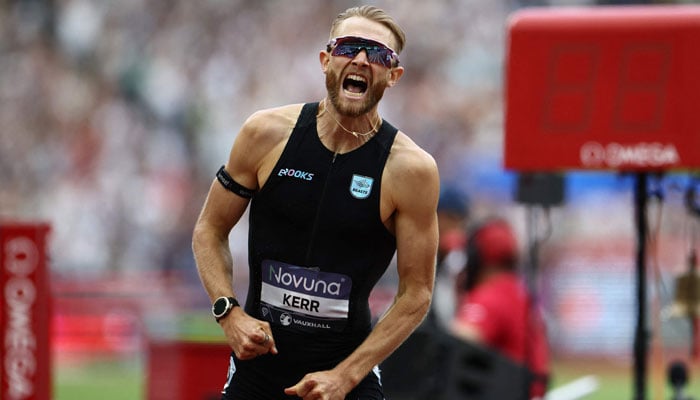 Britain’s Josh Kerr celebrates after winning the men’s one mile event during the IAAF Diamond League athletics competition at the London stadium in London on July 18, 2026. — AFP