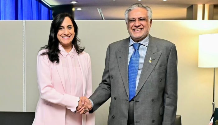 Deputy Prime Minister Ishaq Dar meets Canadas Minister of Foreign Affairs Anita Anand on the Sidelines of the 80th Session of the UN General Assembly in New York, US, September 23, 2025. — Ministry of Foreign Affairs