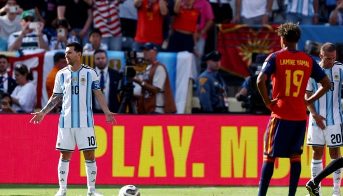 Argentinas Lionel Messi reacts during the FIFA World Cup final against Spain on July 19, 2026. — Reuters