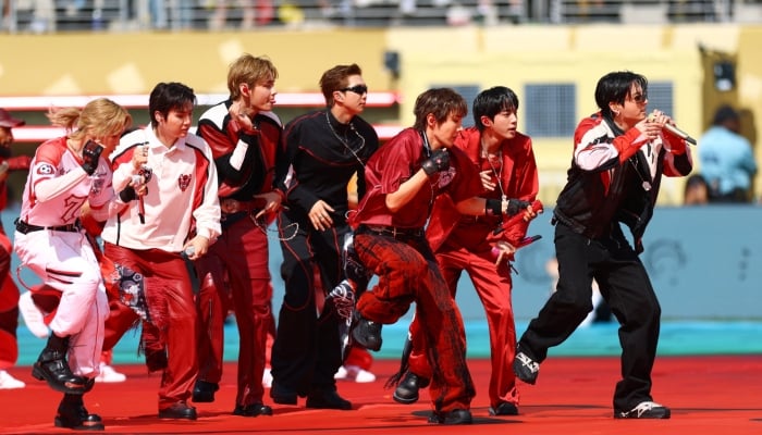BTS performs during the half time show at the FIFA World Cup final on July 19, 2026. — Reuters