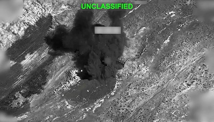 Smoke rises from an explosion at an unknown location, during what U.S. Central Command (Centcom) says are strikes on Iran, in this still image taken from a handout video released on July 19, 2026. — Reuters