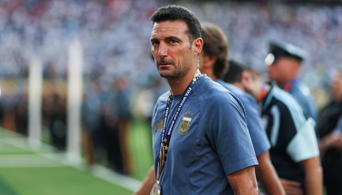 Argentinas head coach Lionel Scaloni looks on after losing the 2026 World Cup football tournament final match between Spain and Argentina at the New York/New Jersey Stadium in East Rutherford on July 19, 2026. — AFP