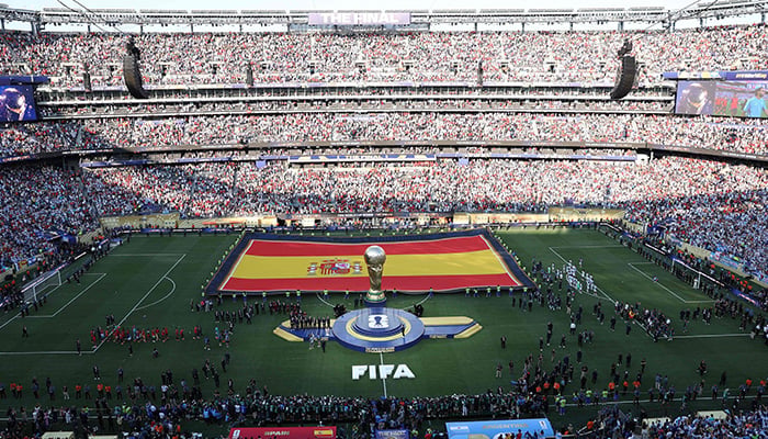 A general view during the award ceremony after the Fifa World Cup 2026 Final match between Spain and Argentina at New York New Jersey Stadium on July 19, 2026 in East Rutherford, New Jersey. — AFP