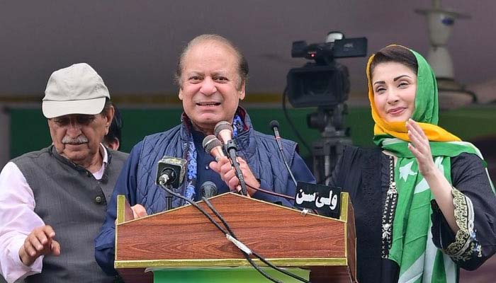 Pakistan Muslim League-Nawaz (PML-N) President Nawaz Sharif addresses party workers in Muzaffarabad, Azad Jammu and Kashmir, July 21, 2026. — X/@pmln_org