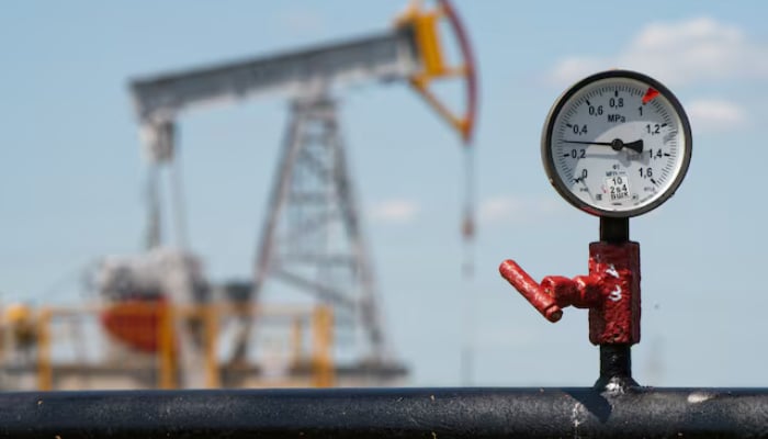 A view shows a pressure gauge near oil pump jacks outside Almetyevsk, in the Republic of Tatarstan, Russia July 14, 2025. — Reuters