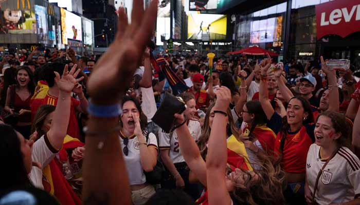 Spain fans celebrate in Times Square as Spain wins the Fifa World Cup 2026 after a dramatic final match against Argentina in New York City of US on July 19, 2026. — Reuters